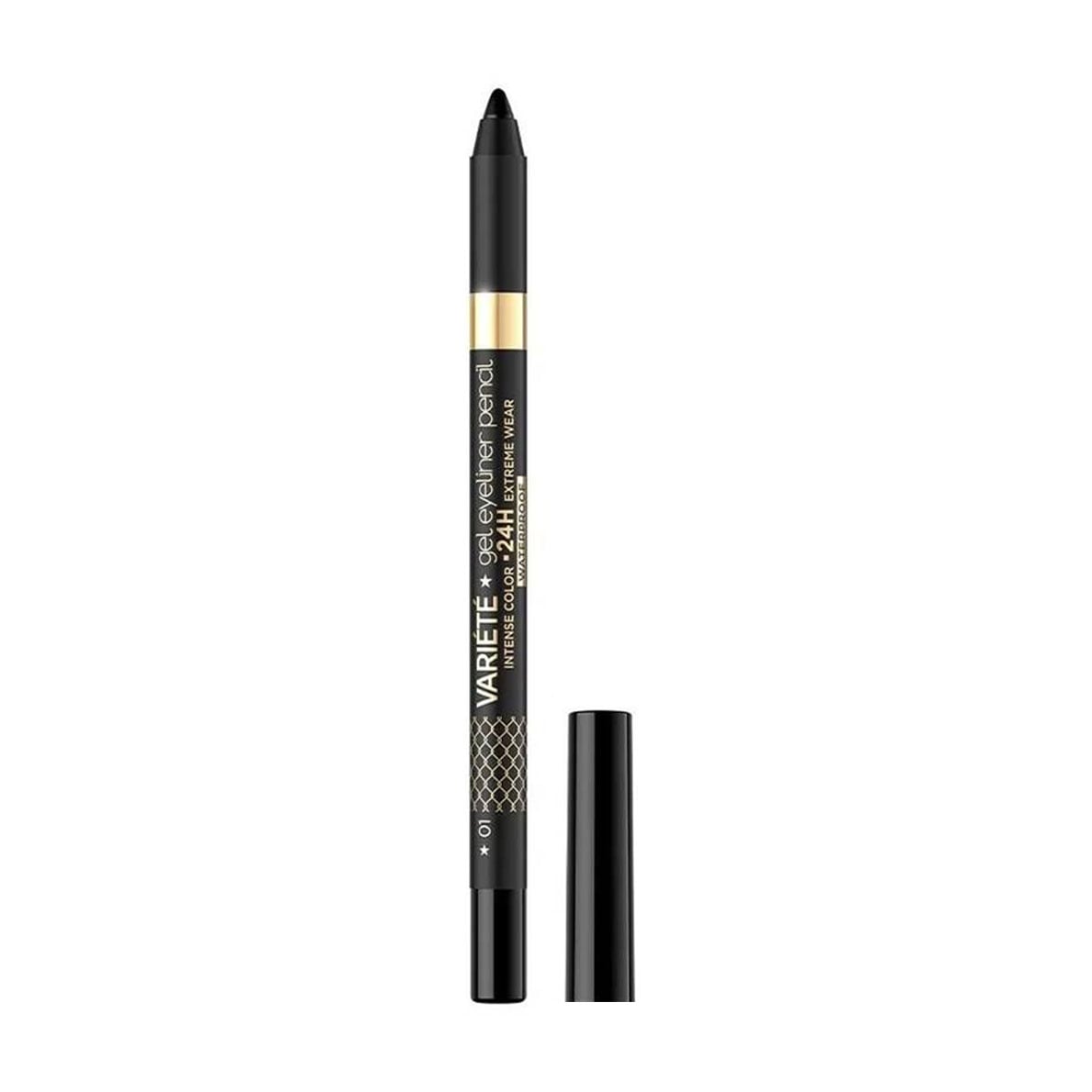 Водостійкий гелевий олівець для очей Eveline Cosmetics Variete Gel Eyeliner Pencil Waterproof, 01 Black, 1 г